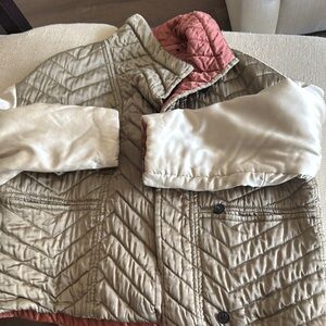 Reversible Tan and Pink Quilted Jacket